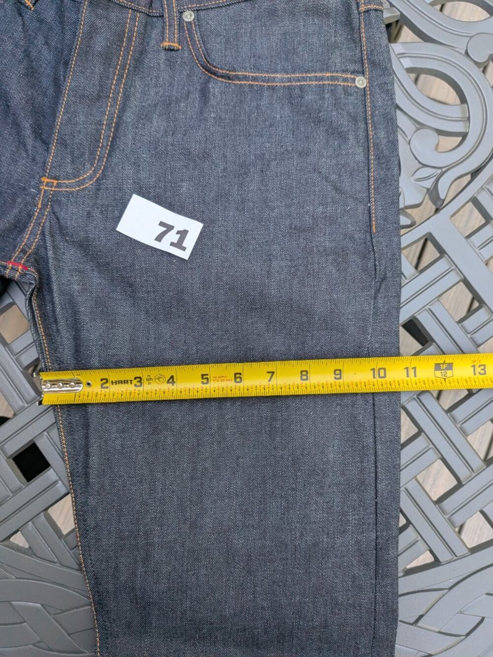Gustin Selvedge Denim Jeans Men's Size 34 Slim, Inseam 34.25 Inches. - Picture 10 of 13
